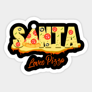 Santa Loves Pizza Sticker